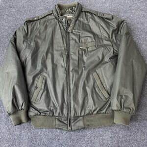 Vintage Members Only Jacket Mens 40L Green Bomber Canvas Insulated Hong Kong 80s